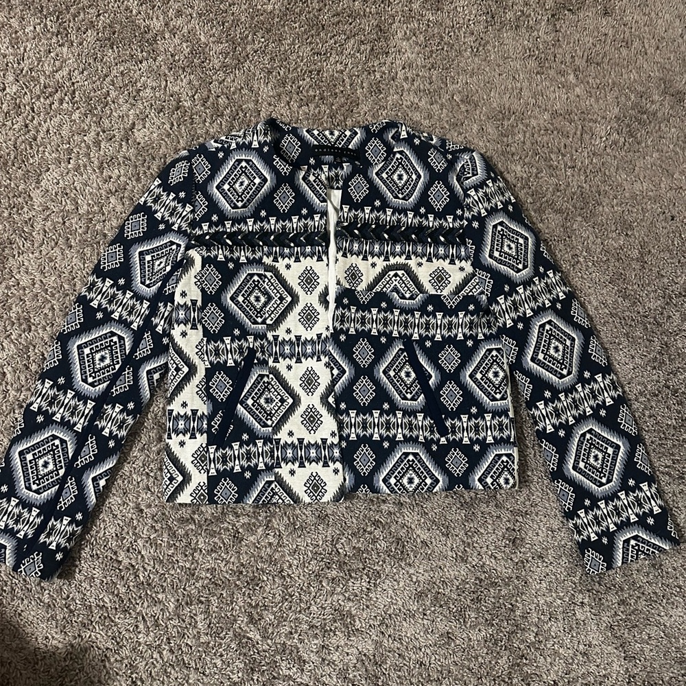 Endless Rose Navy And White Patterned Jacket - image 1